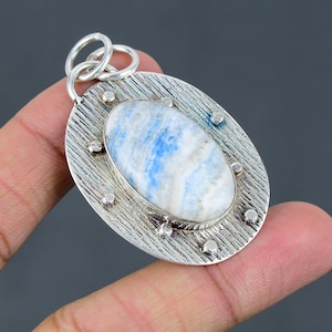 Blue Scheelite Pendant 925 Sterling Silver Pendant Real Gemstone Jewelry Handmade Amazing Pendant Elegant Jewelry Engagement Gift For Bridal