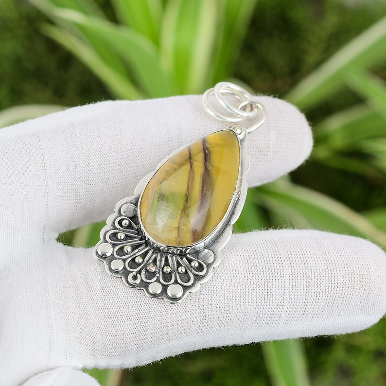 NiaoZaiFei YunZaiKan Nature Multi Flourite Pendant 925 Sterling Silver MHBAP5221 52 mm NiaoZaiFei YunZaiKan Nature Multi Flourite Pendant 925 Sterling Silver MHBAP5221 52 mm