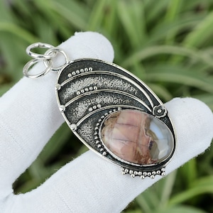 Butterfly Jasper 925 Sterling Silver Pendant: Handmade Gemstone Jewelry