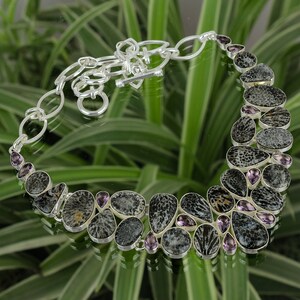 Stingray Coral Necklace African Amethyst Necklace 925 Sterling Silver Necklace Adjustable Chain Necklace Handmade Real Gemstone Necklace