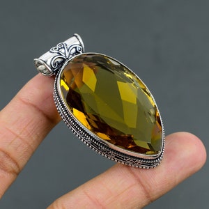 Faceted Citrine Pendant 925 Sterling Silver Pendant High Quality Gemstone Pendant Vintage Pendant Handmade Jewelry Anniversary Gift For Her