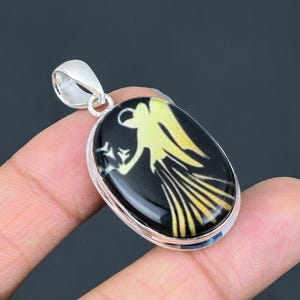 Black Onyx Virgo Zodiac Pendant: 925 Sterling Silver Astrology Jewelry
