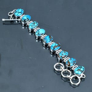 Tibetan turquoise bracelet 925 sterling silver bracelet adjustable chain bracelet gemstone handmade bracelet silver jewelry engagement gifts