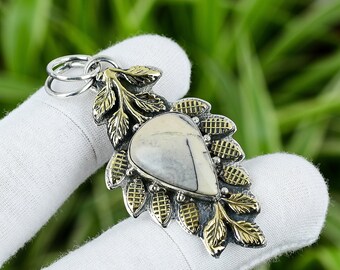 ハンドメイド磁器製ジャスパーペンダント：ペアストーン、スターリング