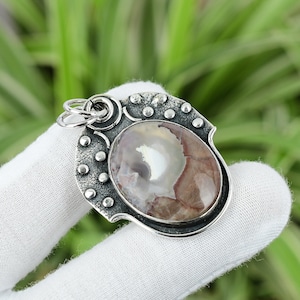 Butterfly Jasper 925 Sterling Silver Pendant: Handmade Boho Gemstone