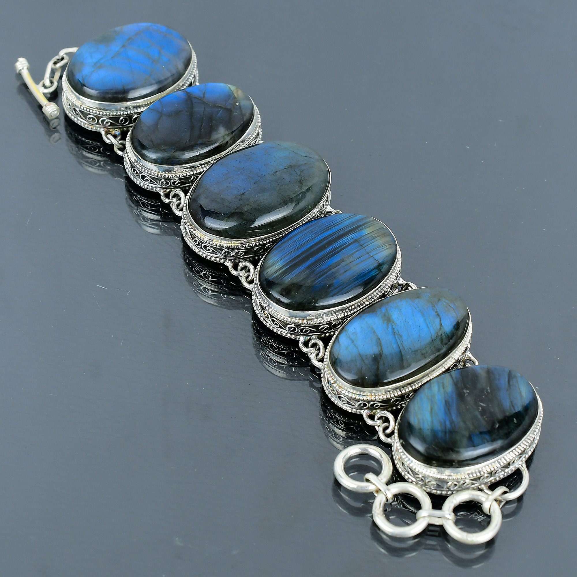 あ　GAGAN chaand labradrite silver925 Labradorite Bracelet 925 Sterling Silver Bracelet Real