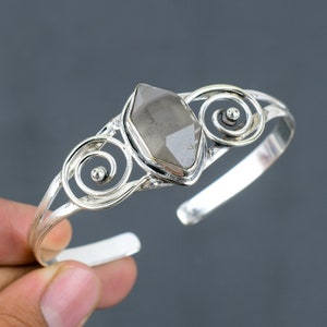 Herkimer Diamond Cuff Bracelet 925 Sterling Silver Bracelet Original Gemstone Jewelry Handmade Unique Bangle Adjustable Bangle Gift For Wife