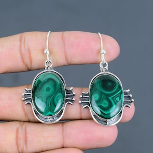 Malachite Earring 925 Sterling Silver Earrings Gemstone Jewelry Handmade Earrings Very Pretty Drop Earring Gifts For Wife Birthstone Jewelry