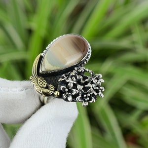 Imperial Jasper Ring 925 Sterling Silver Ring 18K Gold Plated Adjustable Ring Wonderful Gemstone Ring Handmade Boho Jewelry Anniversary Gift