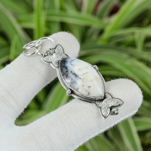 Handmade Dendrite Opal Pendant: Ethnic Sterling Silver Jewelry