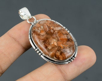 Handmade Sunstone Pendant: 925 Sterling Silver Gemstone Jewelry