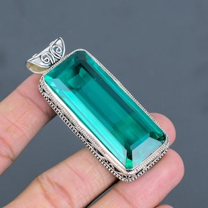 Faceted Chrome Diopside Pendant: Handmade 925 Sterling Silver Vintage Jewelry
