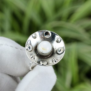 Handmade Mabe Pearl Ring: Boho Sterling Silver Jewelry, Size 6