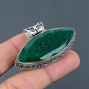Faceted Zambian Emerald Pendant 925 Sterling Silver Pendant Vintage Pendant Boho Jewelry Gemstone Pendants Handmade Pendant Engagement Gifts