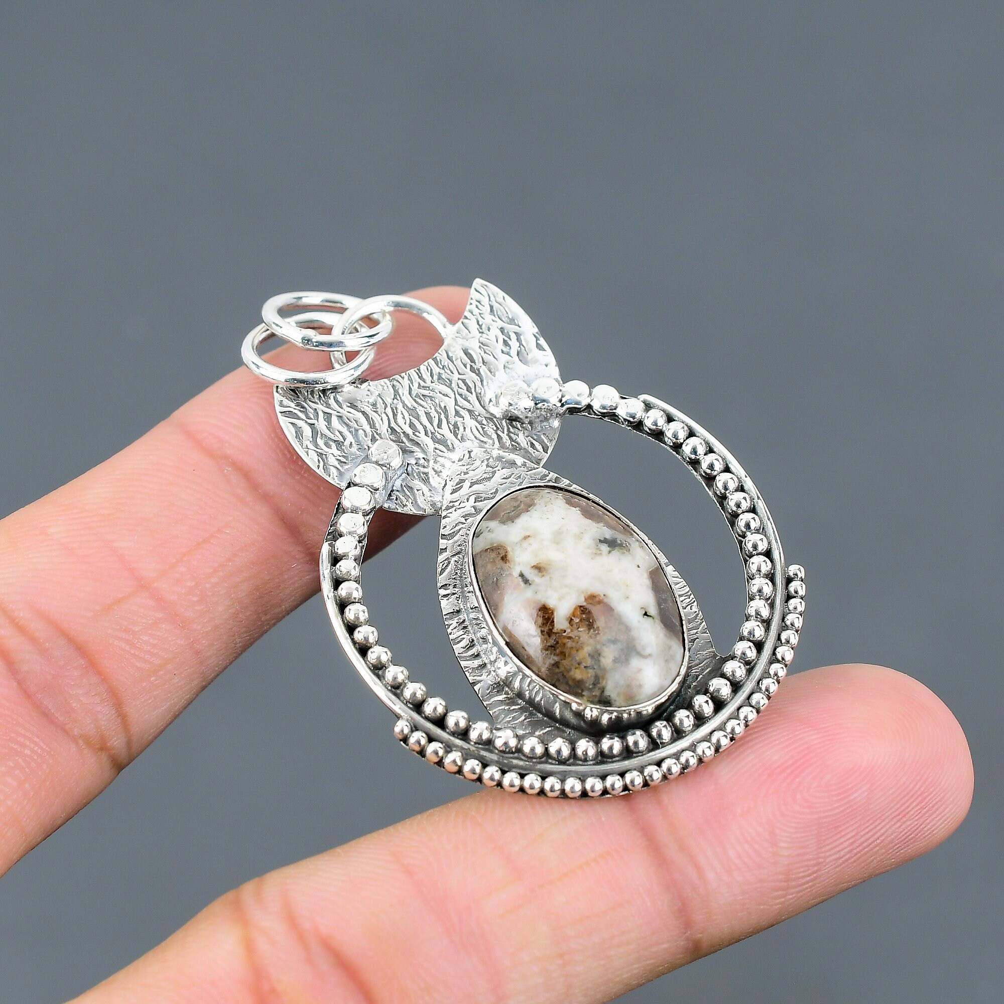 Spessartine Garnet In Limestone Pendant 925 Sterling Silver Pendant Designer Pendant A One Quality Gemstone Handmade Jewelry Gift For Friend