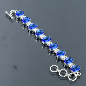 Faceted Tanzanite Quartz Bracelet 925 Sterling Silver Bracelet Adjustable Chain Bracelet Gemstone Jewelry Handmade Bracelet Gift For Mother