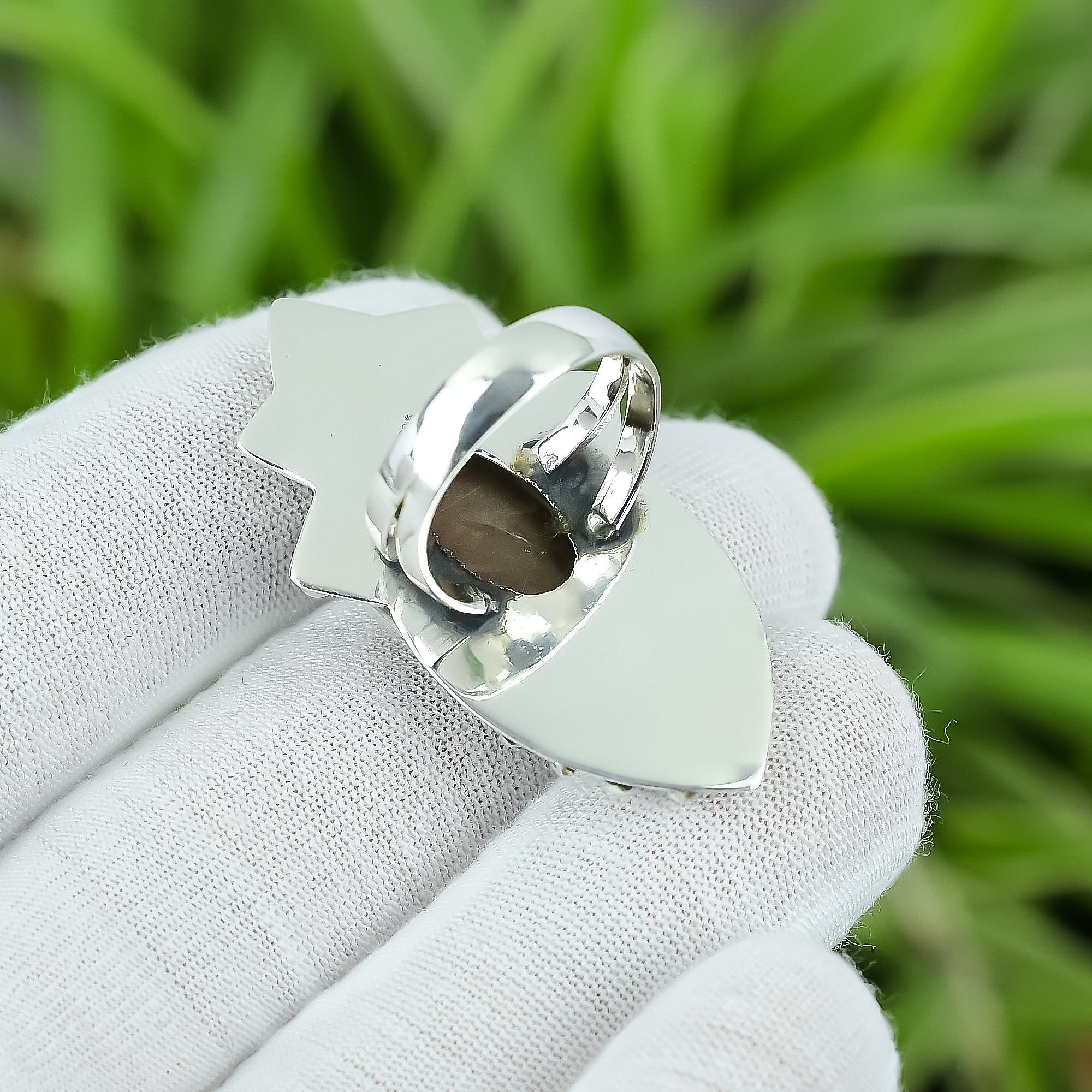 アンモナイト化石リング：ハンドメイド925スターリングシルバー