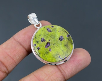 Handmade Stichtite Pendant: 925 Sterling Silver Gemstone Jewelry