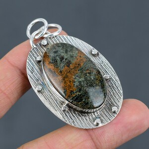 Spessartine Garnet In Limestone Pendant 925 Sterling Silver Pendant Natural Gemstone Pendant Handmade Jewelry Gift For Mom Statement Pendant