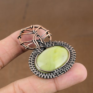 Australian Serpentine Pendant Copper Wire Wrapped Pendant Gemstone Pendant Handmade Jewelry Copper Wire Jewelry Women&#39;s Special Gift