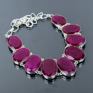 Faceted Kashmir Ruby Necklace 925 Sterling Silver Necklace Gemstone Jewelry Adjustable Chain Necklace Handmade Decent Jewelry Gift For Women