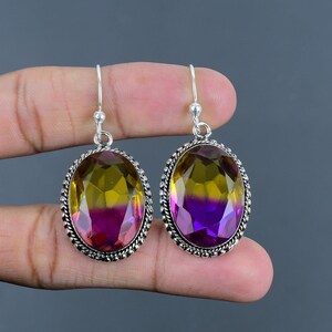 Faceted Ametrine Earring 925 Sterling Silver Earring Vintage Earrings Handmade Decent Jewelry Gemstone Earring Ametrine Jewelry Gift For Her