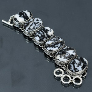 White Buffalo Turquoise Bracelet: Handmade 925 Sterling Silver Adjustable Chain