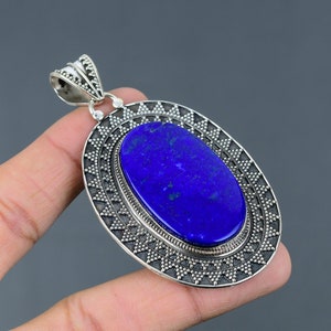Handmade Lapis Lazuli Pendant: Vintage Sterling Silver Jewelry