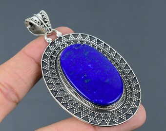 Handmade Lapis Lazuli Pendant: Vintage Sterling Silver Jewelry