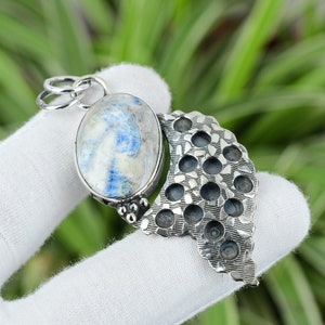 Blue Scheelite Pendant 925 Sterling Silver Pendant Natural Gemstone Handmade Pendant Blue Scheelite Jewelry Elegant Pendant Bridesmaid Gift