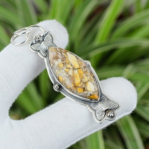 Handmade Brecciated Mookaite 925 Sterling Silver Pendant