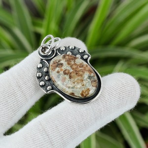 Spessartine Garnet In Limestone Pendant 925 Sterling Silver Pendant Handmade Jewelry Gemstone Pendant Gift For Anniversary Classic Pendant