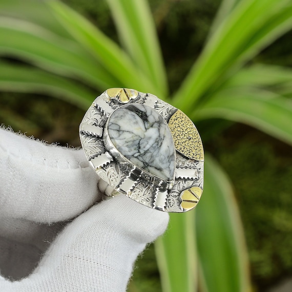 Pinolith Jasper Ring 925 Sterling Silver Ring Adjustable Ring 18K Gold Plated Brand New Ring Christmas Gift Gemstone Handmade Ring Etsy Canada