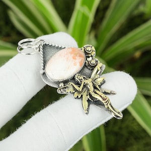 Scolecite Pendant 925 Sterling Silver Pendant 18K Gold Plated Handmade Jewelry Gemstone Angel Pendant Scolecite Jewelry Gift For Wife