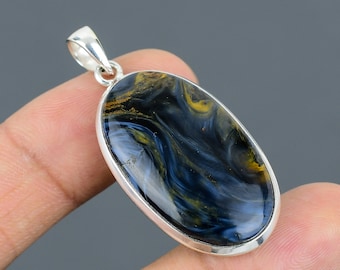 Ciondolo in pietersite fatto a mano: gioiello in argento sterling 925 con pietre preziose