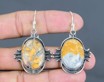 Handmade Maligano Jasper Earrings: 925 Sterling Silver Boho Jewelry
