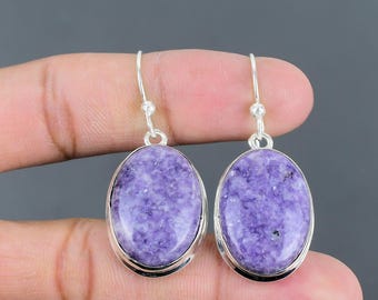 Handmade Lepidolite Earrings: 925 Sterling Silver Gemstone Jewelry