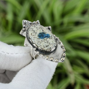 Handmade K2 Jasper Ring: Oval Gemstone, Sterling Silver, Size 8.75