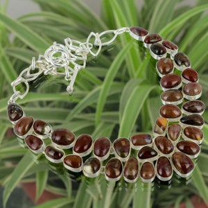 Mookaite Necklace 925 Sterling Silver Necklace Adjustable Chain Necklace Handmade Gemstone Necklace Stylish Jewelry Bridal Shower Gift