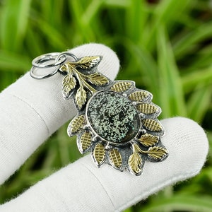 Handmade Tibetan Turquoise Pendant: 925 Sterling Silver, 18K Gold Plated