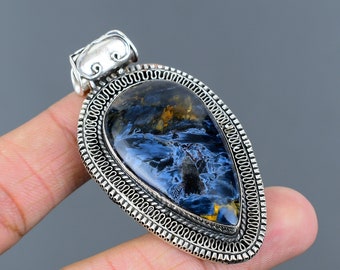 Ciondolo in pietersite fatto a mano: gioielli vintage in argento sterling 925