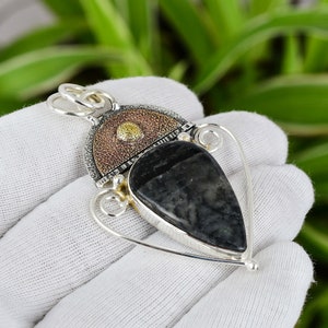 Picasso Jasper Pendant 925 Sterling Silver Pendant 18K Gold Plated Rose Gold Plated Handmade Gemstone Pendant Bridal Jewelry Gift