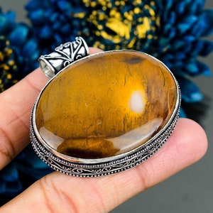 Rare Mookaite Vintage Pendant, Gemstone Pendant, Yellow Pendant, 925 Sterling Silver Jewelry, Wedding Anniversary Gift, Pendant For Mother