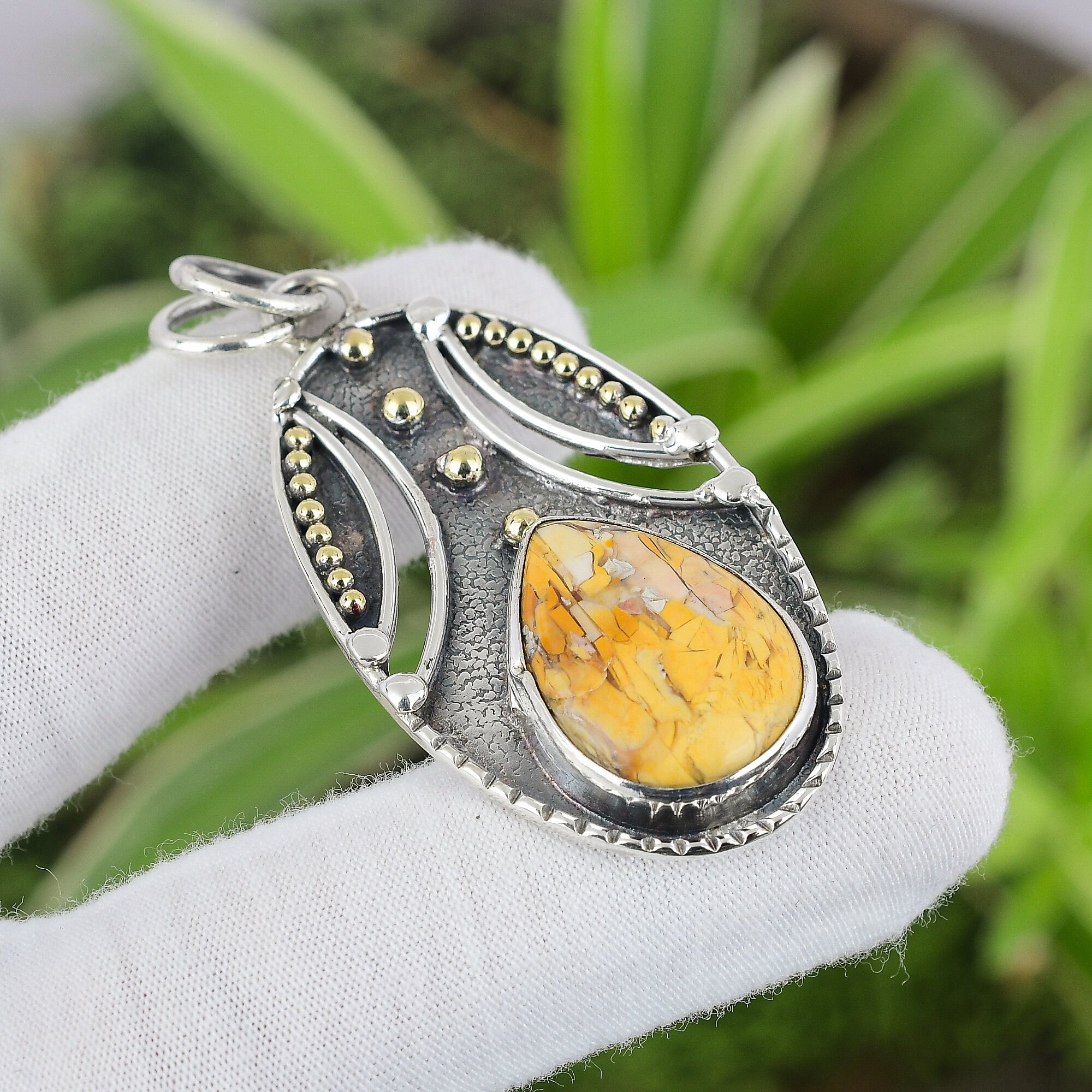 Solid 925 Sterling Silver Jewelry Natural Brecciated Mookaite Pendant Solid 925 Sterling Silver Jewelry Natural Brecciated Mookaite Pendant