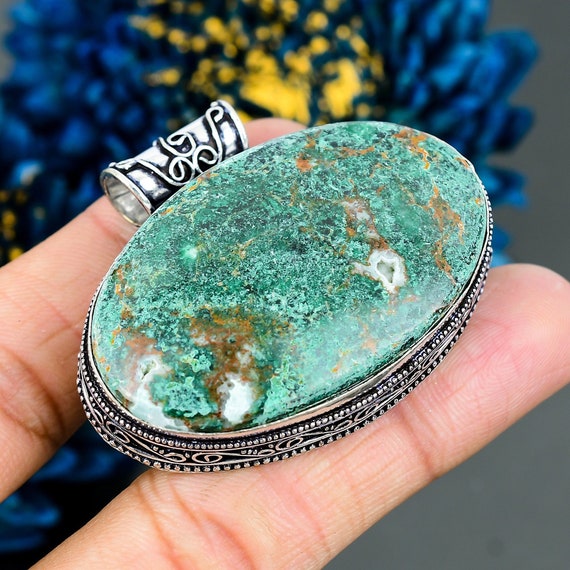 Pendentif En Argent 925 Fait Main Avec Chrome Diopside Vert - Bijou Artisanal élégant