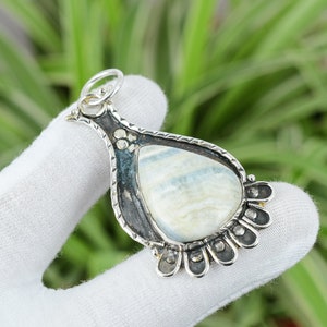 Blue Scheelite Pendant 925 Sterling Silver Pendant Original Gemstone Pendant Gift For Friend Handmade Pendant Stylish Pendant Wedding Gift