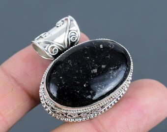 Nuummite Pendant: Handmade 925 Sterling Silver Gemstone Jewelry