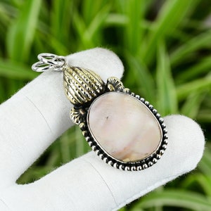 Colgante de nácar 925 Colgante de plata esterlina 18K chapado en oro Joyería de piedras preciosas Colgante hecho a mano Regalo del Día de la Madre Colgante de piedra de nacimiento