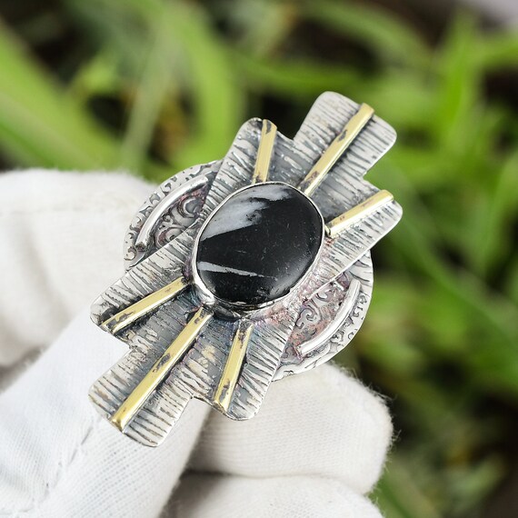 Chrysanthemum Ring 925 Sterling Silver Ring Ring Size 8.25 18K