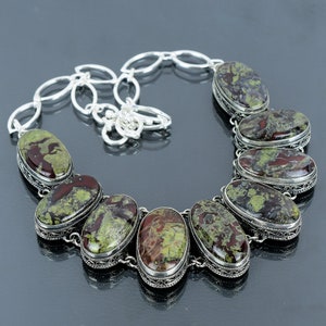 Dragon Bloodstone Necklace 925 Sterling Silver Necklace Adjustable Chain Necklace Handmade Gemstone Jewelry Gifts For Women Vintage Necklace